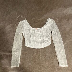 dELiA*s White Floral Lace Long Sleeve Blouse